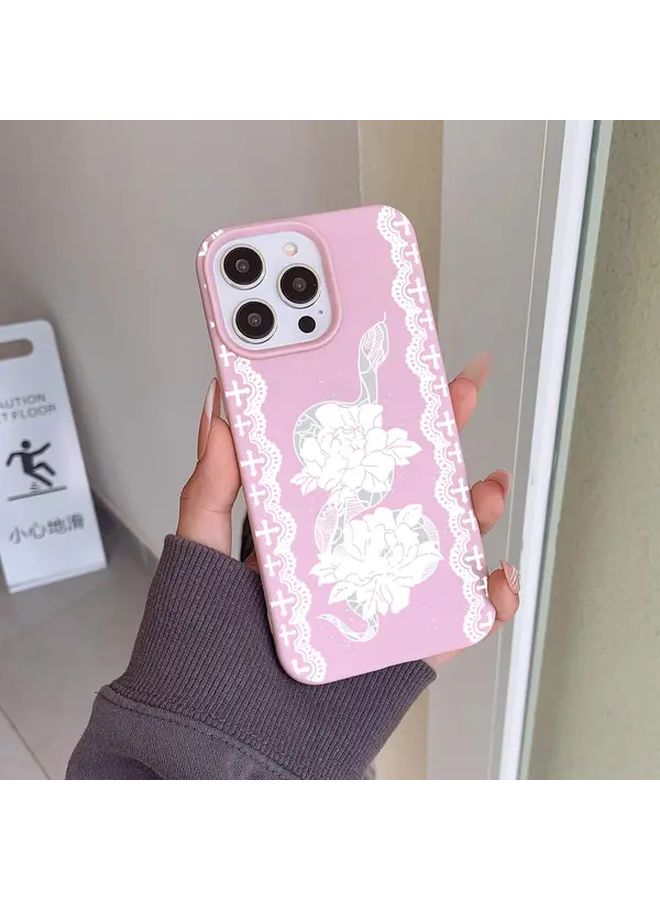 Peony Flower Snake Phone Case For iPhone 15 Pro Max Ultra In Pink Red Color Protective Cover - Image 4
